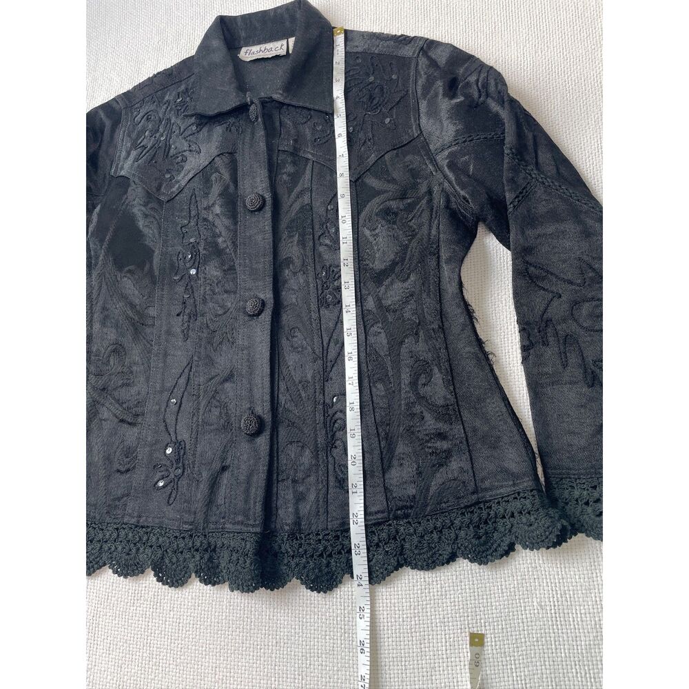 Flashback Black Embellished Jacket|vintage Beaded & Embroidered Boho Chic unique - Picture 7 of 13
